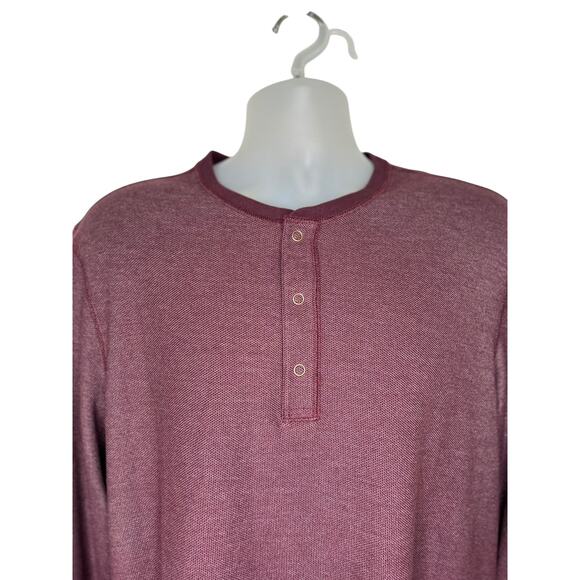 UNTUCKit Mens Purple Cotton Modal 1/4 Snap Front Henley Long Sleeve Shirt - Picture 2 of 7